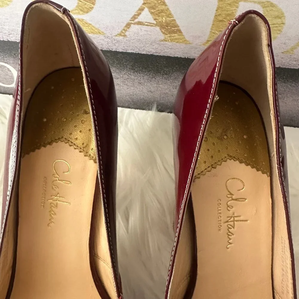 Cole Haan Charlize Nike Air Platform Open-Toe Patent Leather Pumps - Sz 8 - Picture 8 of 13